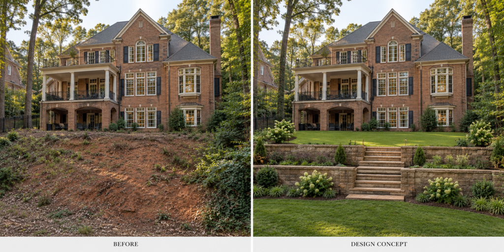 Room to Enjoy Every Level: Before-and-after retaining walls example